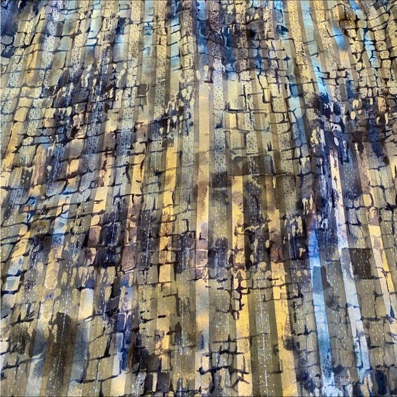 Vintage Top Metallic Blouse Button Up Shirt Geo Print w/Shoulder Pads Size 8 - Picture 5 of 7